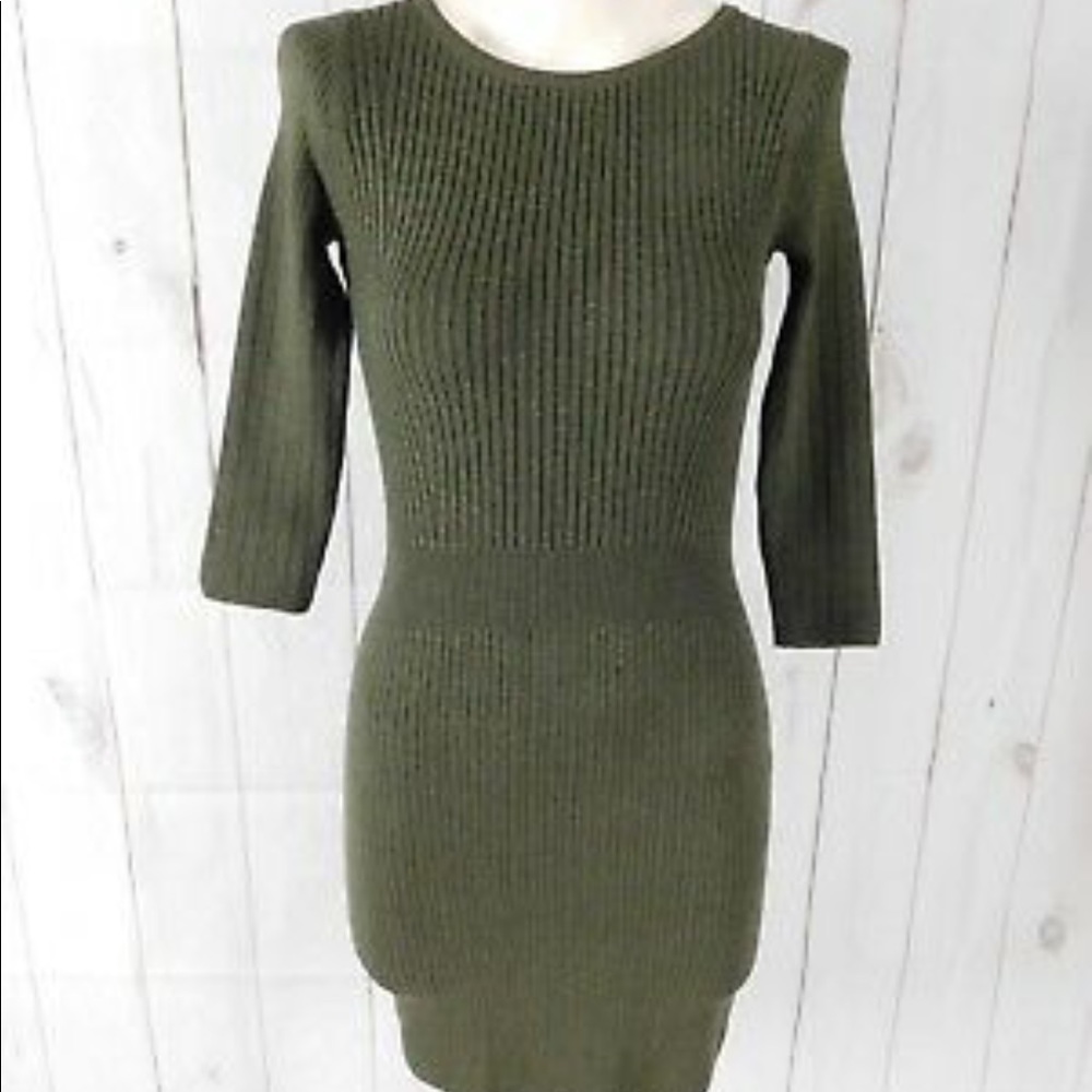 😎JustFab 😎Olive Knit Full Sleeves Midi Dress